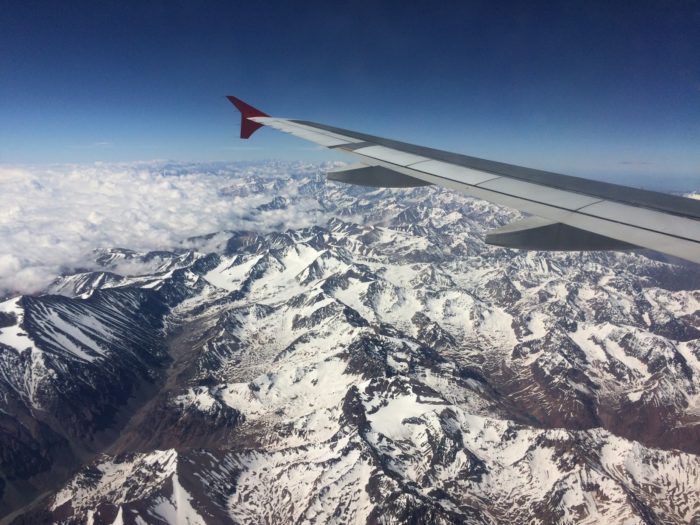 Vista dos Andes durante o vôo do Rio de Janeiro para Santiago