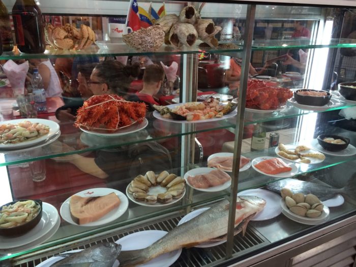 Vitrine de frutos do mar no Mercado Central