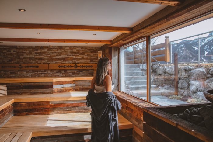 Sauna com vista para os castelos